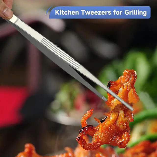 Alt view image 5 of 7 - Kitchen Tweezer Tongs 304 Stainless Steel Cooking Tweezers Food Tongs, Culinary Chef Tweezers Pasta Tongs, 12 Inch