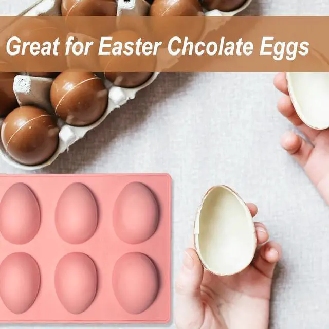 Alt view image 4 of 7 - 3 Pack 3D Easter Egg Silicone Molds, 8 Cavity Egg Shape Non-stick Baking Molds Tray DIY Baking Tool for Easter Chocolate Cake Dessert Muffin Mousse Pastry Handmade Soap Crayons