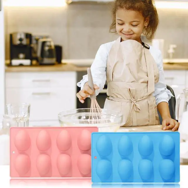 Alt view image 5 of 7 - 3 Pack 3D Easter Egg Silicone Molds, 8 Cavity Egg Shape Non-stick Baking Molds Tray DIY Baking Tool for Easter Chocolate Cake Dessert Muffin Mousse Pastry Handmade Soap Crayons