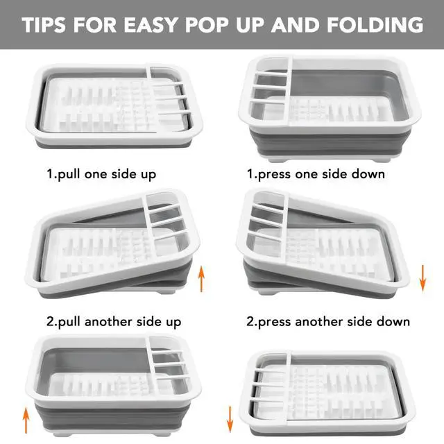 Alt view image 7 of 7 - Collapsible Dish Drying Rack, Pop Up Dinnerware Drainer, Portable Plate Organizer for Kitchen RV Campers Travel Trailer, Space Saving Kitchen Storage Tray