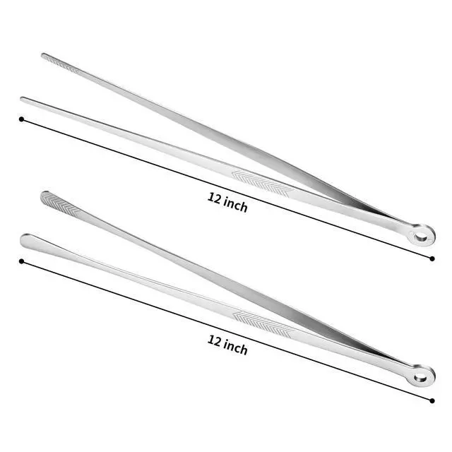 Alt view image 2 of 7 - 2PCS 12" Stainless Steel Cooking Tongs with Serrated Tips