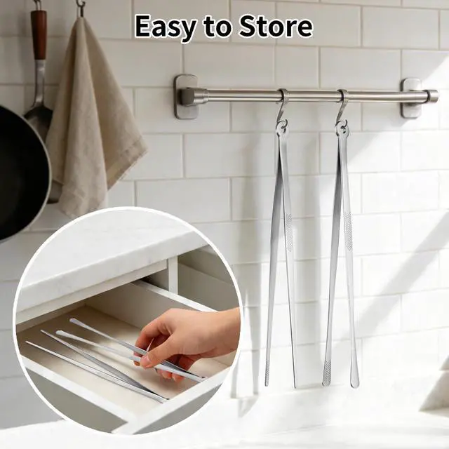 Alt view image 4 of 7 - 2PCS 12" Stainless Steel Cooking Tongs with Serrated Tips
