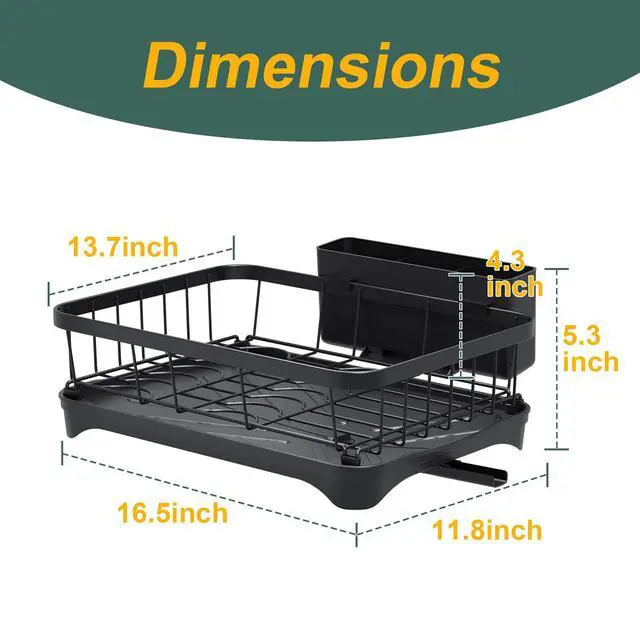 Alt view image 7 of 7 - Dish Drying Rack,Adjustable Spout Design,Kitchen Dish Racks,Made of Iron Material,with Removable Draining Board,Suitable for Kitchen and Caravan Use Scenarios,Black