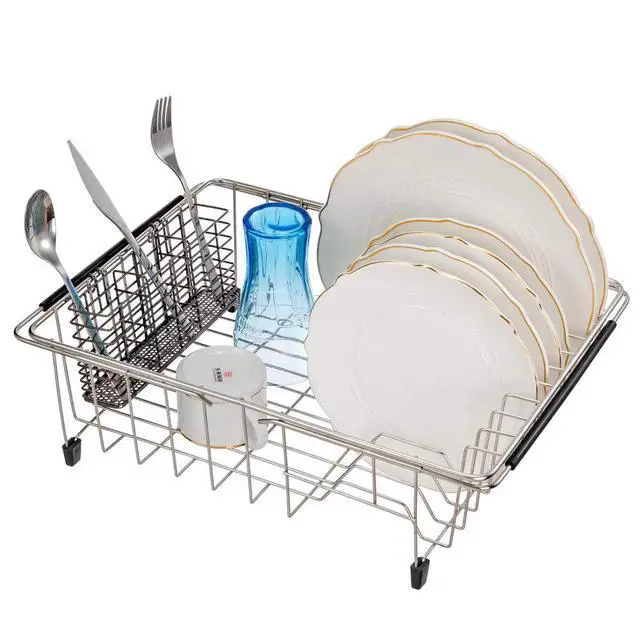 Alt view image 4 of 5 - Stainless Steel Utensil Drying Rack and Cutlery Organizer With Hooks - Removable Silverware Holder, Black