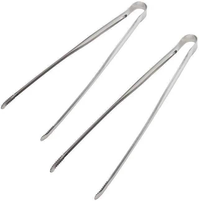 Main image of 2 Pack 12 & 14 Inch Stainless Steel Cooking Tongs Precision Serrated Non-Slip Kitchen Tweezers, Heat Resistant Metal Food Tongs for Grilling, BBQ, Baking, Serving, Dishwasher Safe
