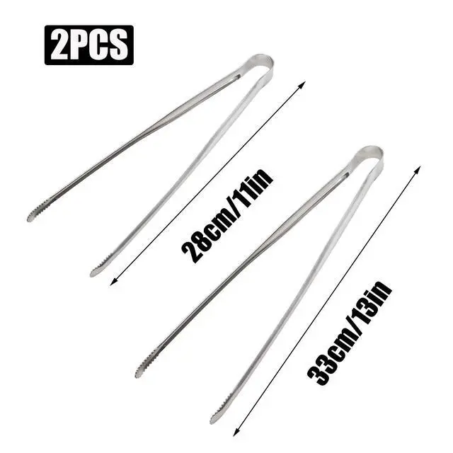 Alt view image 2 of 5 - 2 Pack 12 & 14 Inch Stainless Steel Cooking Tongs Precision Serrated Non-Slip Kitchen Tweezers, Heat Resistant Metal Food Tongs for Grilling, BBQ, Baking, Serving, Dishwasher Safe