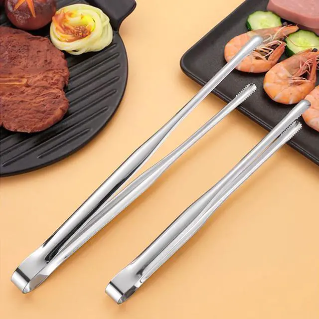 Alt view image 4 of 5 - 2 Pack 12 & 14 Inch Stainless Steel Cooking Tongs Precision Serrated Non-Slip Kitchen Tweezers, Heat Resistant Metal Food Tongs for Grilling, BBQ, Baking, Serving, Dishwasher Safe