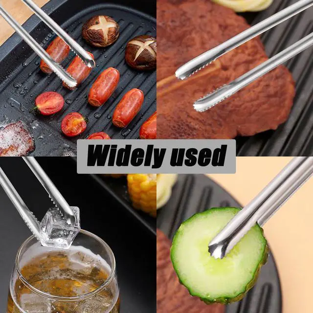 Alt view image 5 of 5 - 2 Pack 12 & 14 Inch Stainless Steel Cooking Tongs Precision Serrated Non-Slip Kitchen Tweezers, Heat Resistant Metal Food Tongs for Grilling, BBQ, Baking, Serving, Dishwasher Safe