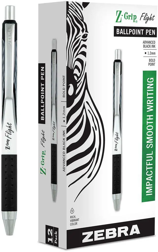Main image of Z-Grip Flight Retractable Ballpoint Pen, Black Ink, 1.2mm, 12-Pk