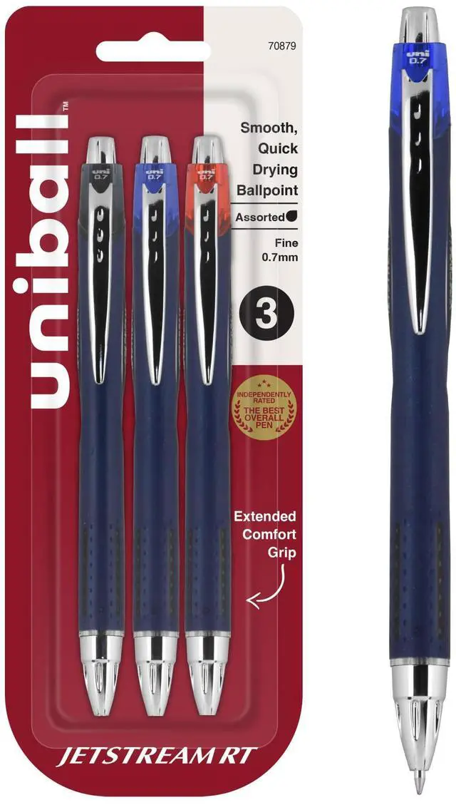 Main image of Jetstream RT Ballpoint Pens, Black, Blue & Red Ink, 3 Count