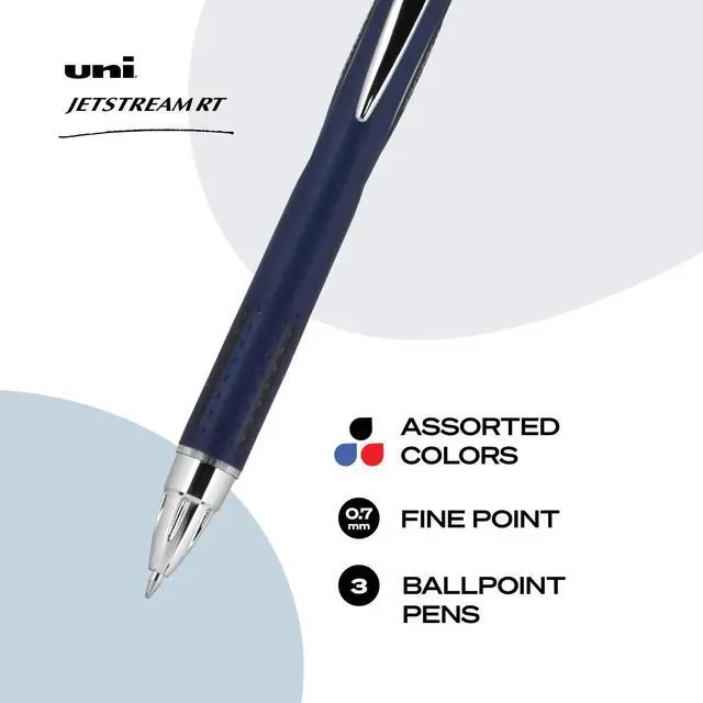 Alt view image 2 of 7 - Jetstream RT Ballpoint Pens, Black, Blue & Red Ink, 3 Count
