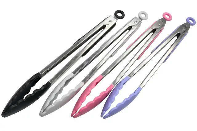 Alt view image 3 of 5 - Premium Silicone Cooking Tongs, 12 inch, Pink