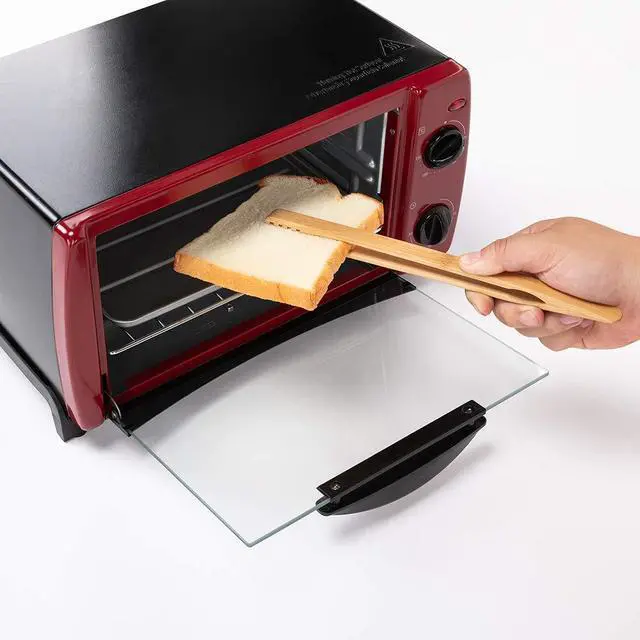 Alt view image 4 of 6 - 2 Pieces Bamboo Toast Tongs, 10.2 Inches Long Wood Toaster Tongs with Anti-slip Design, Tongs for Cooking with Cooking Oil Coating