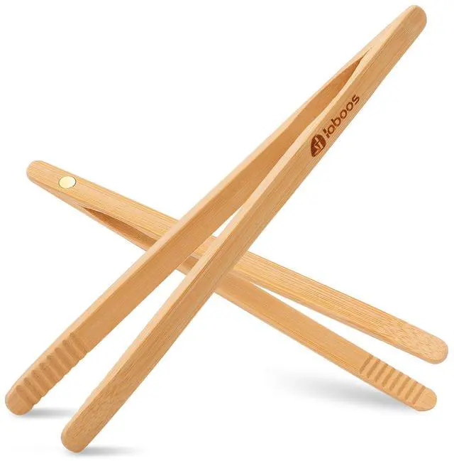 Alt view image 7 of 7 - Magnetic Classic Bamboo Toast Tongs - Wood Cooking Tong,Ideal for Toaster,Fruits, Bread & Pickles, Kitchen Utensil for Cheese Bacon Muffin,Small Mini Tongs For Cooking - 8" Long | Set of 2