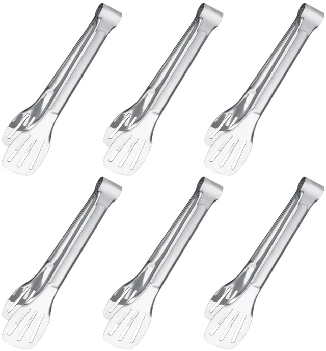 Main image of 6PCS Serving Tongs, 7Inch Buffet Tongs, Stainless Steel Food Tong Small Serving Utensils for Cooking, Entertaining, Salad, Barbecue, Buffet, Toast and Steak by Sunenlyst
