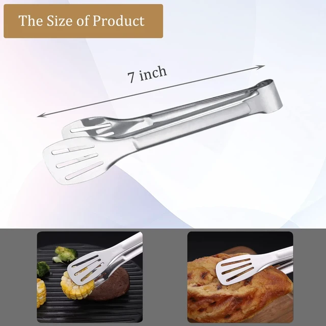 Alt view image 2 of 7 - 6PCS Serving Tongs, 7Inch Buffet Tongs, Stainless Steel Food Tong Small Serving Utensils for Cooking, Entertaining, Salad, Barbecue, Buffet, Toast and Steak by Sunenlyst
