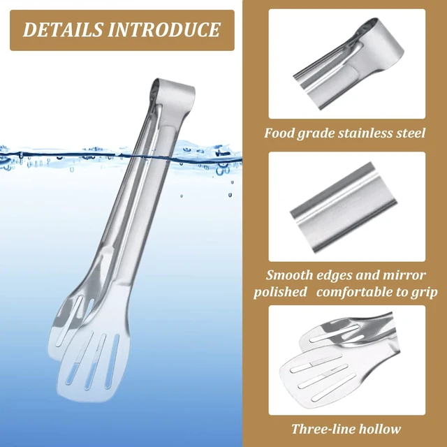 Alt view image 3 of 7 - 6PCS Serving Tongs, 7Inch Buffet Tongs, Stainless Steel Food Tong Small Serving Utensils for Cooking, Entertaining, Salad, Barbecue, Buffet, Toast and Steak by Sunenlyst