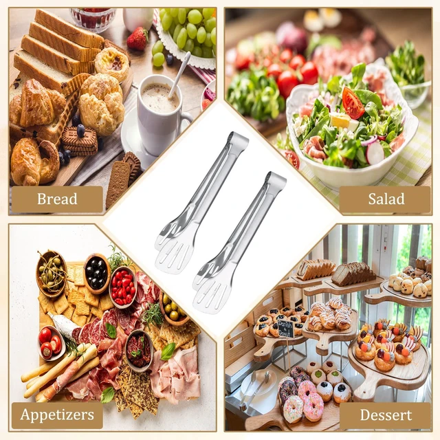 Alt view image 7 of 7 - 6PCS Serving Tongs, 7Inch Buffet Tongs, Stainless Steel Food Tong Small Serving Utensils for Cooking, Entertaining, Salad, Barbecue, Buffet, Toast and Steak by Sunenlyst
