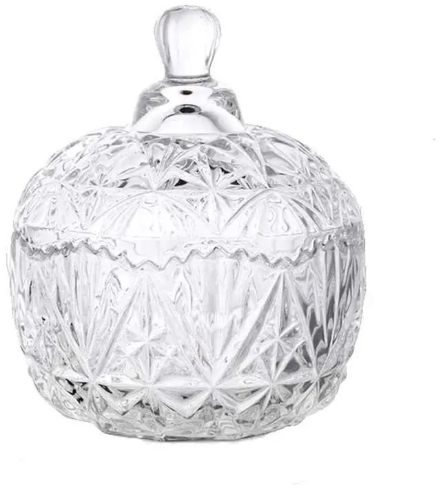 Main image of NN Glass Candy Storage jar with Lid Clear Sugar Dish Crystal Covered Candy Bowl Apothecary Food Buffet Container Holder