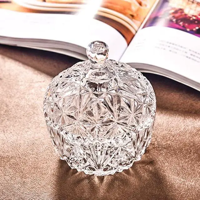 Alt view image 3 of 7 - NN Glass Candy Storage jar with Lid Clear Sugar Dish Crystal Covered Candy Bowl Apothecary Food Buffet Container Holder
