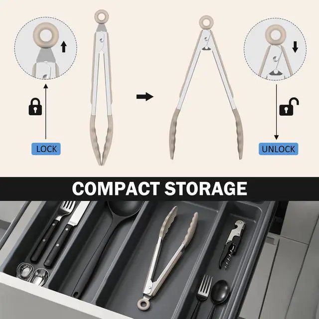 Alt view image 7 of 7 - Cooking Tongs with Silicone Tips, 600°F Heat-Resistant, 9" & 12"