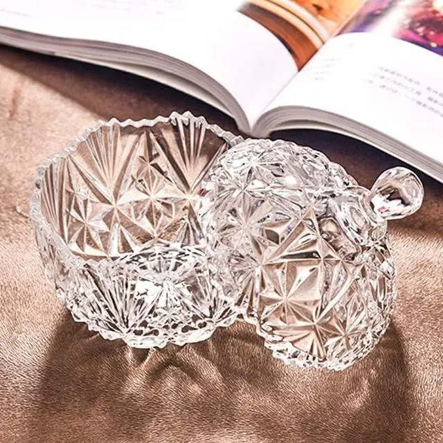 Alt view image 5 of 7 - NN Glass Candy Storage jar with Lid Clear Sugar Dish Crystal Covered Candy Bowl Apothecary Food Buffet Container Holder