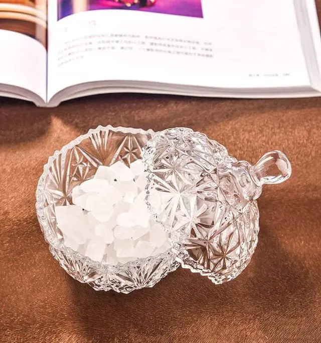Alt view image 6 of 7 - NN Glass Candy Storage jar with Lid Clear Sugar Dish Crystal Covered Candy Bowl Apothecary Food Buffet Container Holder