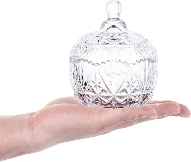 Alt view image 7 of 7 - NN Glass Candy Storage jar with Lid Clear Sugar Dish Crystal Covered Candy Bowl Apothecary Food Buffet Container Holder