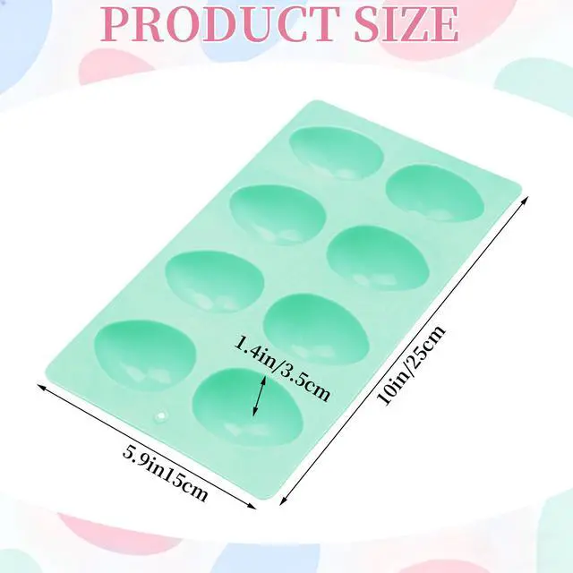 Alt view image 2 of 7 - 8 Cavity Silicone Egg Molds Set of 2 for Easter Silicone Egg Pan Baking Supplies for Cake Decorating Chocolate Candy (3, Pink, Green and Blue)