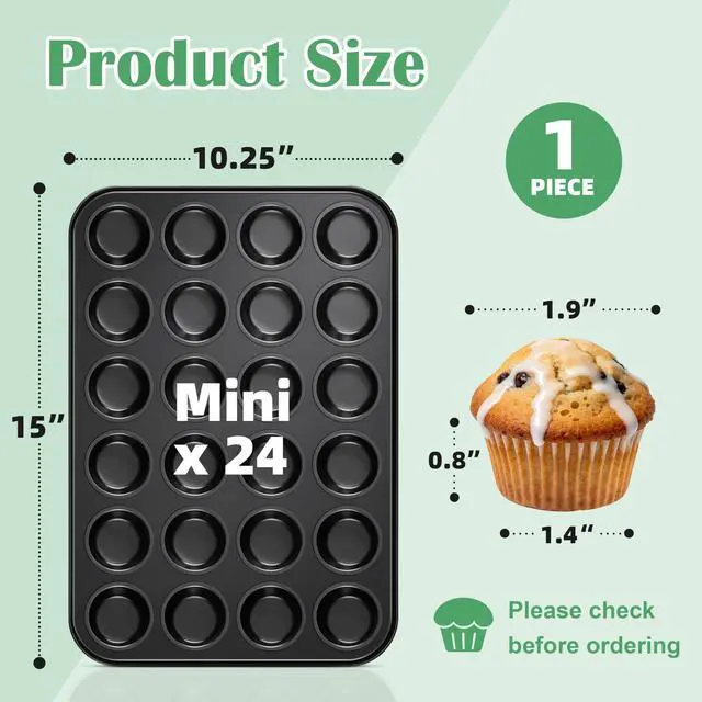 Alt view image 2 of 7 - Mini Muffin Pan, 24-Cup Non-stick Mini Cupcake Pans, 1 Piece