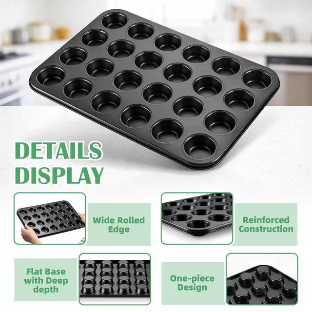Alt view image 3 of 7 - Mini Muffin Pan, 24-Cup Non-stick Mini Cupcake Pans, 1 Piece