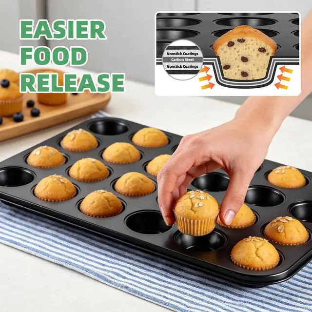 Alt view image 4 of 7 - Mini Muffin Pan, 24-Cup Non-stick Mini Cupcake Pans, 1 Piece