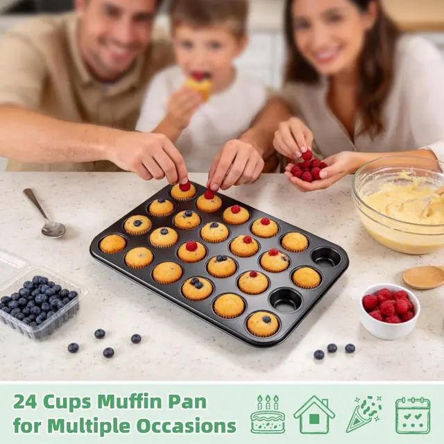 Alt view image 7 of 7 - Mini Muffin Pan, 24-Cup Non-stick Mini Cupcake Pans, 1 Piece