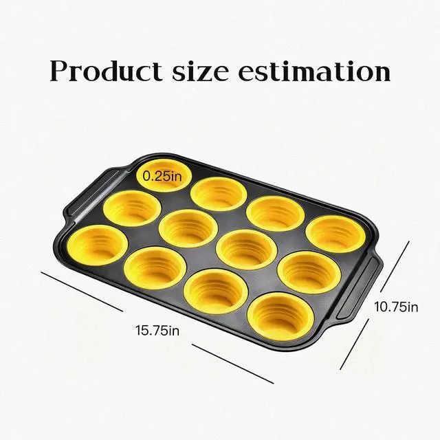 Alt view image 2 of 6 - Collapsible Silicone Cupcake Pan, Egg Bites Silicone Mold & Donut Molds for Baking, 12-Cavity Pressable Tray, Perfect for Muffins, Egg Bites & Donuts