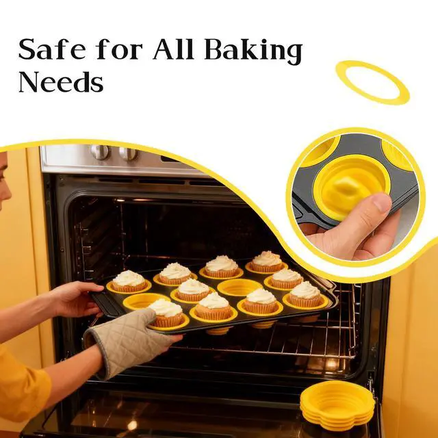 Alt view image 5 of 6 - Collapsible Silicone Cupcake Pan, Egg Bites Silicone Mold & Donut Molds for Baking, 12-Cavity Pressable Tray, Perfect for Muffins, Egg Bites & Donuts