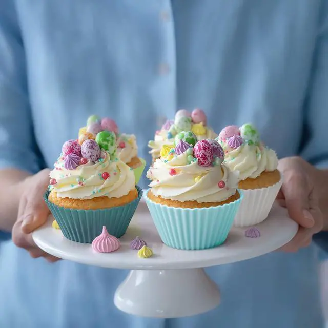 Alt view image 6 of 7 - Silicone Cupcake Liners, Upgrades 36 Pack Reusable Baking Muffin Cups Nonstick 3 Shapes Pastry Cake Molds Bento Lunch Box Dividers