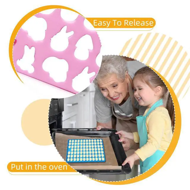Alt view image 3 of 7 - 2 PCS Easter Silicone Molds,58 Cavity Easter Egg Mold &83 Cavity Rabbit Bunny Mini Silicone Mold for Easter Party Baking Gummy, Candy, Chocolate, Cookie, Jelly,Pet Dog Treats Mold