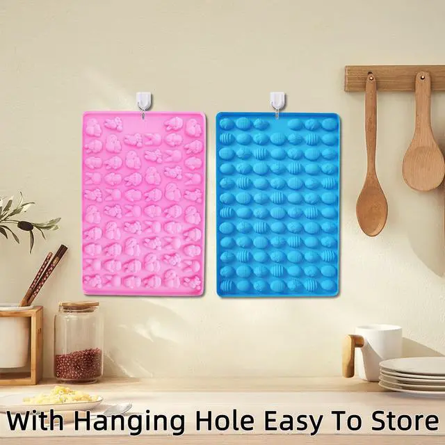 Alt view image 7 of 7 - 2 PCS Easter Silicone Molds,58 Cavity Easter Egg Mold &83 Cavity Rabbit Bunny Mini Silicone Mold for Easter Party Baking Gummy, Candy, Chocolate, Cookie, Jelly,Pet Dog Treats Mold
