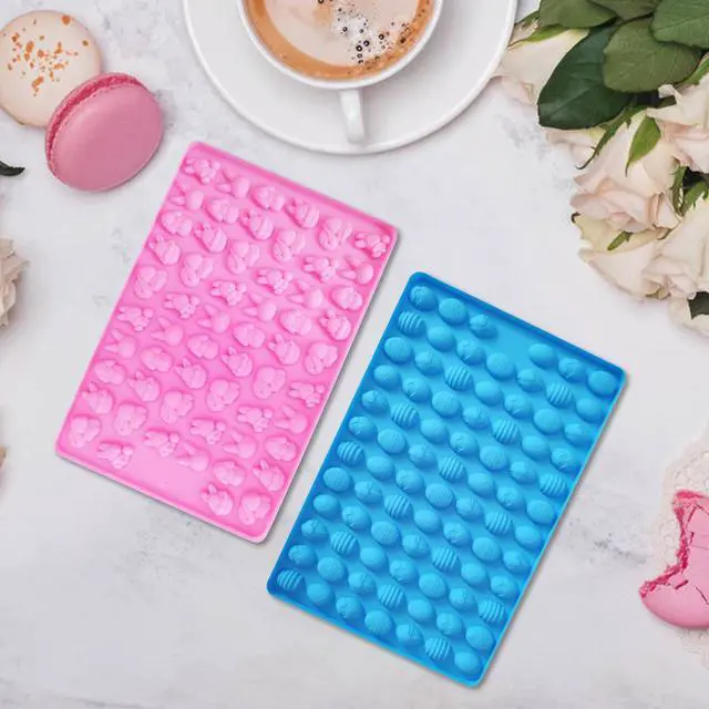Alt view image 6 of 7 - 2 PCS Easter Silicone Molds,58 Cavity Easter Egg Mold &83 Cavity Rabbit Bunny Mini Silicone Mold for Easter Party Baking Gummy, Candy, Chocolate, Cookie, Jelly,Pet Dog Treats Mold
