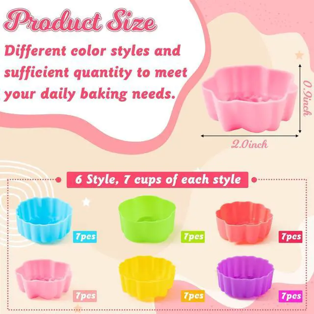 Alt view image 3 of 7 - Mini Silicone Cupcake Molds, 2 Inch Flower Shapes Baking Cups