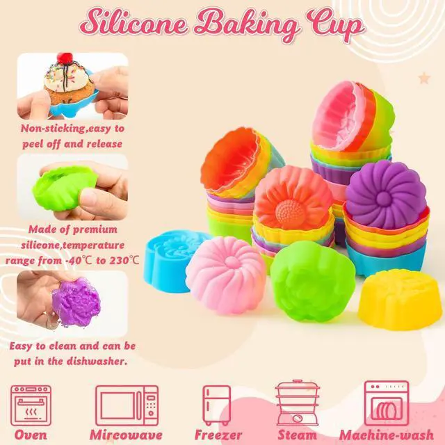Alt view image 4 of 7 - Mini Silicone Cupcake Molds, 2 Inch Flower Shapes Baking Cups