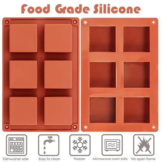 Alt view image 3 of 7 - Silicone Brownie Pan, 2 x 2 x 1 Inches, 3 Pcs, 6-Cavity