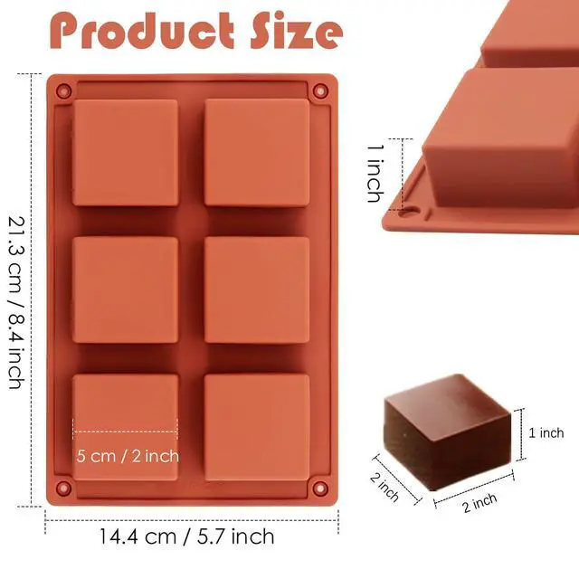 Alt view image 2 of 7 - Silicone Brownie Pan, 2 x 2 x 1 Inches, 3 Pcs, 6-Cavity