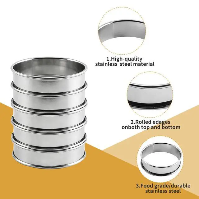 Alt view image 2 of 6 - Crumpet Rings, Outer diameter 4 In+3.2In Food-Grade Tart Rings.