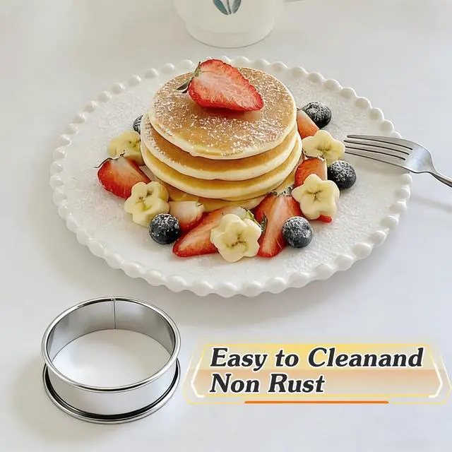 Alt view image 5 of 6 - Crumpet Rings, Outer diameter 4 In+3.2In Food-Grade Tart Rings.