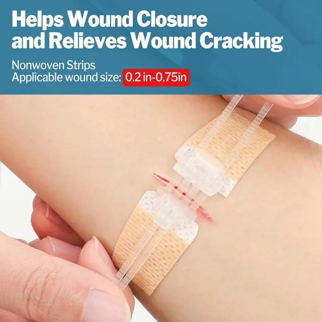 Alt view image 3 of 6 - 14 Pack Emergency Wound Closure Strips, Butterfly Bandages, Emergency Laceration Closure Kit, Repair Wounds Without Stitches, Quick Clot Zip Stitch Wound Closures Device