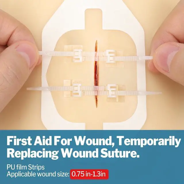 Alt view image 4 of 6 - 14 Pack Emergency Wound Closure Strips, Butterfly Bandages, Emergency Laceration Closure Kit, Repair Wounds Without Stitches, Quick Clot Zip Stitch Wound Closures Device