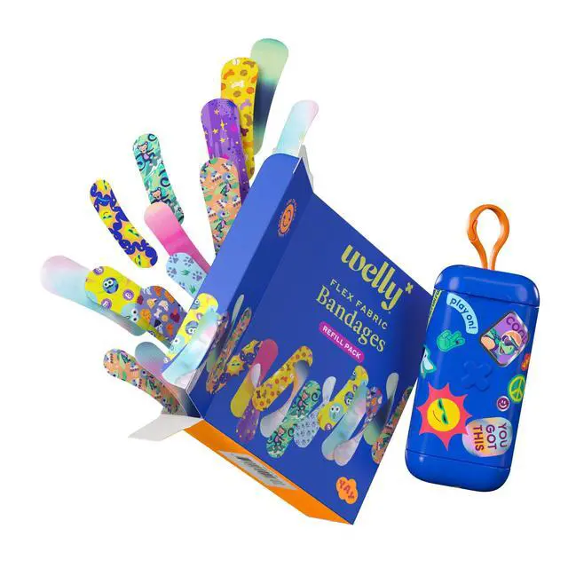 Alt view image 3 of 6 - Bandage Clip N' Go Tin & Refill Pack | Adhesive Flexible Fabric Bandages and Tin | Assorted Shapes and Patterns for Minor Cuts, Scrapes, and Wounds - 100 Count