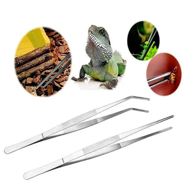 Alt view image 6 of 7 - Kitchen Long Tweezers Set, LEEFONE 2 PCS 12 Inch Stainless Steel Food Tweezers with Precision Serrated Tips for Cooking & Baking (Straight + Curved)