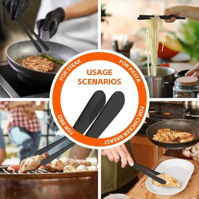 Alt view image 6 of 7 - 2PCS 12" Stainless Steel Precision Serrated Tongs for Cooking